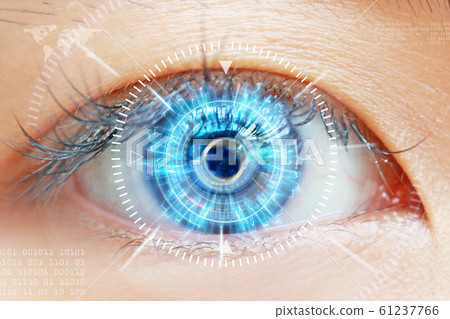 Close-up of woman's brown eye. High Technologies 61237766