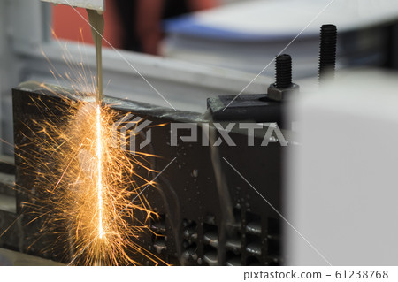 Steel plate was cut by EDM Wire cut process Steel plate was cut by EDM Wire cut process 61238768