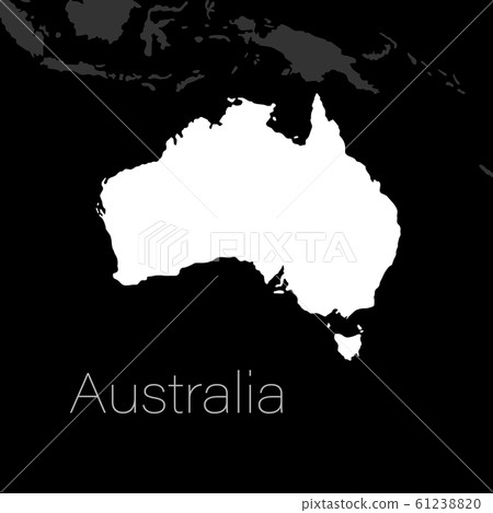 Australia map silhouette with the nearest islands. Minimal flat template. Australia map silhouette with the nearest islands. Minimal flat template. 61238820
