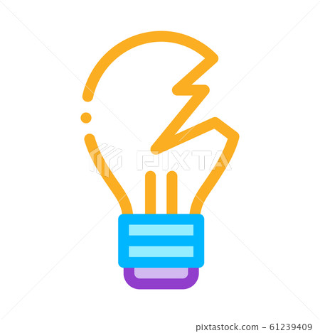 Wrecked Lightbulb Icon Vector Outline Illustration 61239409