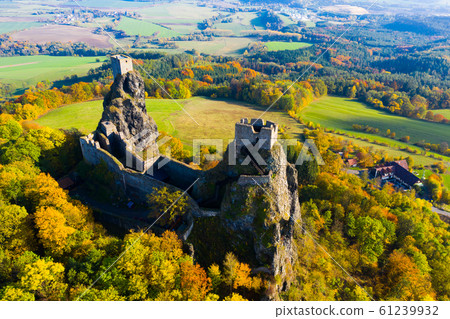 Aerial view of Trosky Castle, Czech Republic 61239932