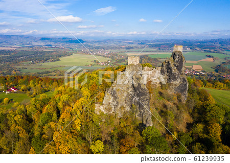 Aerial view of Trosky Castle, Czech Republic 61239935
