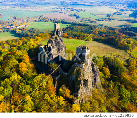 Aerial view of Trosky Castle, Czech Republic 61239936