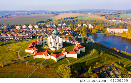 Top view of the church St. John of Nepomuk. Zdar nad Sazavou. Czech republic 61239969