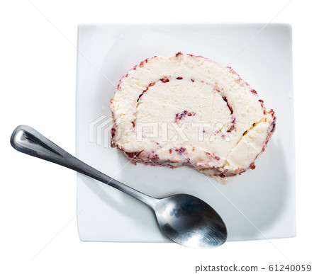 Cheese with cranberries and pasteurized milk on plate Cheese with cranberries and pasteurized milk on plate 61240059
