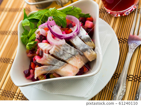 Russian beetroot salad with herring Russian beetroot salad with herring 61240110