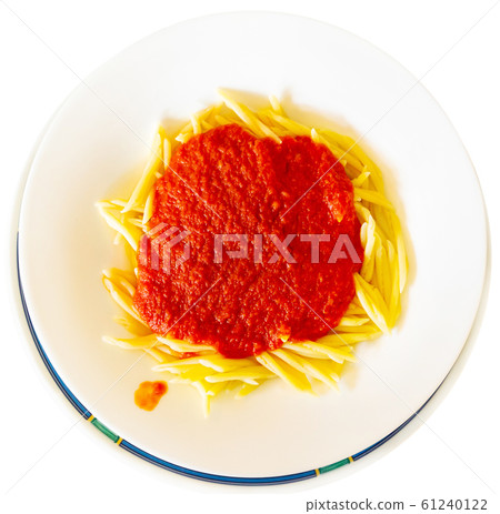 Trofie al pomodoro, pasta with tomato sauce 61240122