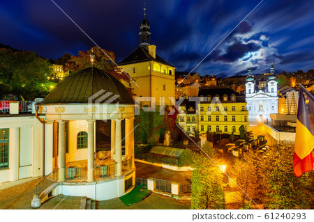 Evening illumination on the streets of Karlovy Vary. Czech Republic Evening illumination on the streets of Karlovy Vary. Czech Republic 61240293