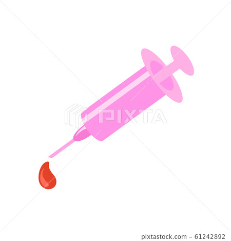 Syringe and blood drop. Flat vector illustration. Isolated on white background. Syringe and blood drop. Flat vector illustration. Isolated on white background. 61242892