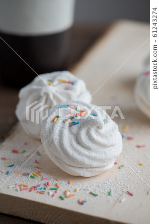 Russian marshmallow on wood table 61243274