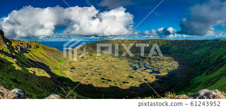 Iconic crater of Rano Kau in Easter island Iconic crater of Rano Kau in Easter island 61243952