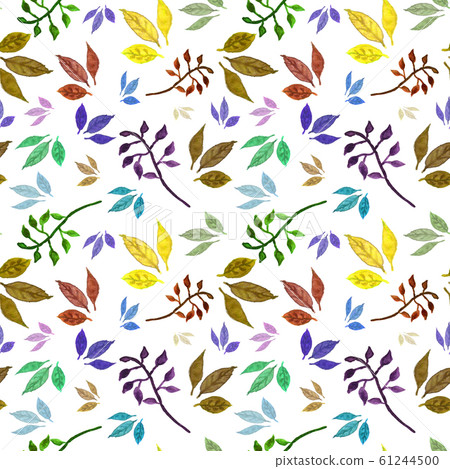 Seamless watercolor pattern with leaves - Stock Illustration [61244500 ...
