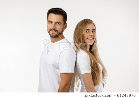 beautiful happy couple looking at camera 61245976