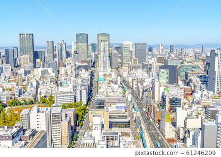 Osaka cityscape towards Higobashi 61246209