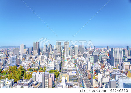 Osaka cityscape towards Higobashi 61246210