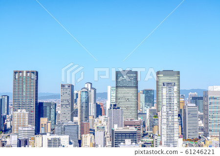 Osaka cityscape towards Higobashi Osaka cityscape towards Higobashi 61246221