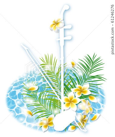 Summer and musical instruments erhu water surface and plumeria flower Summer and musical instruments erhu water surface and plumeria flower 61246276