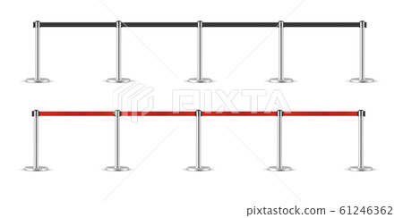 RRetractable belt stanchion. Portable ribbon barrier. Red fencing tape. 61246362