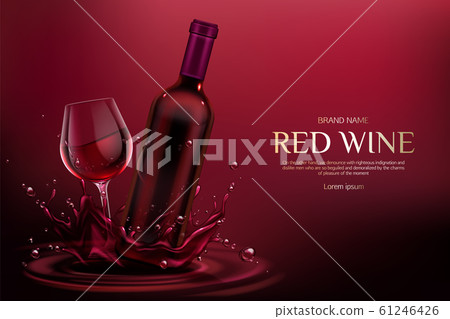 Red wine bottle and glass, alcohol vine drink Red wine bottle and glass, alcohol vine drink 61246426