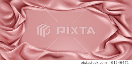 Pink silk draped fabric background with glittering 61246471