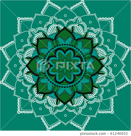 Mandala patterns on green background Mandala patterns on green background 61246932