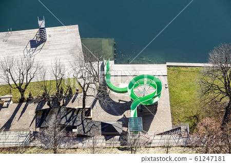 Coasters, waterslides and water rides in the waterbom aquapark. 61247181