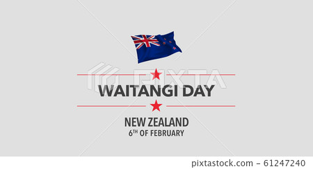 New Zealand waitangi day greeting card, banner, vector illustration 61247240