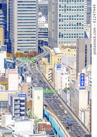 Osaka cityscape Higobashi area Hanshin Expressway Osaka cityscape Higobashi area Hanshin Expressway 61247444