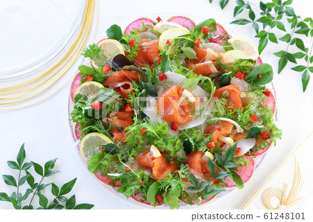 Colorful salad with marinated salmon Colorful salad with marinated salmon 61248101