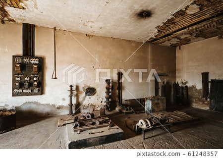 abandoned old working space with tools in lost house 61248357