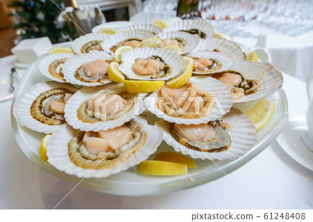 Scallops in the shell, cooked with chili. Delicious. 61248408