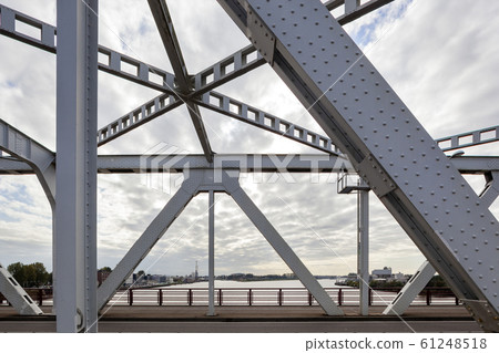 Closeup of a steel bridge frame with rivets Closeup of a steel bridge frame with rivets 61248518
