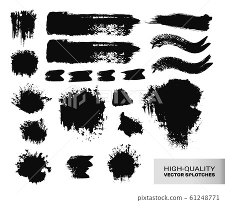 Inked Vector Paint Brush Strokes Set. Big Collection of Black Silhouettes, Paintbrushes, Hand-made Acrylic Wet and Dry Paint Splatters and Waves Inked Vector Paint Brush Strokes Set. Big Collection of Black Silhouettes, Paintbrushes, Hand-made Acrylic Wet and Dry Paint Splatters and Waves 61248771