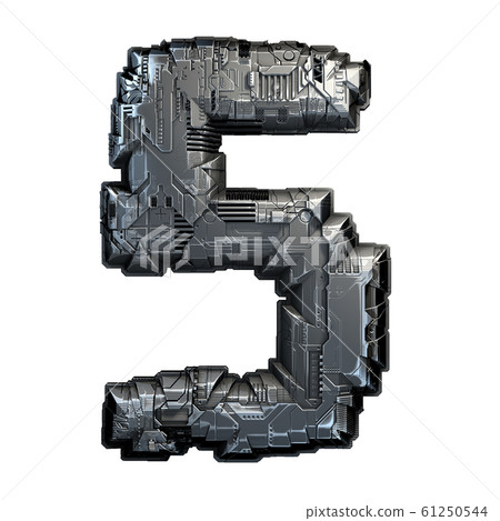 Number 5 made of metal isolated on white background. 3d 61250544