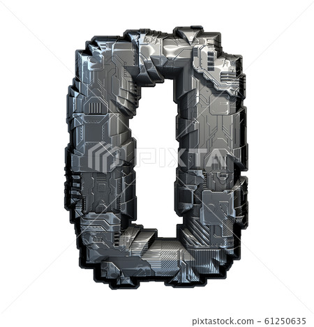 Capital letter O made of metal isolated on white background. 3d 61250635