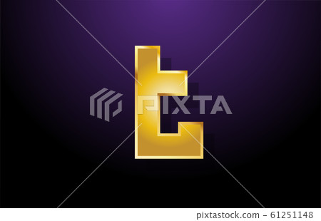 gold golden yellow letter T alphabet logo icon - Stock Illustration ...