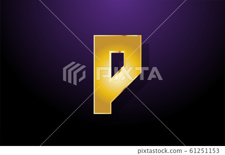 gold golden yellow letter P alphabet logo icon - Stock Illustration ...