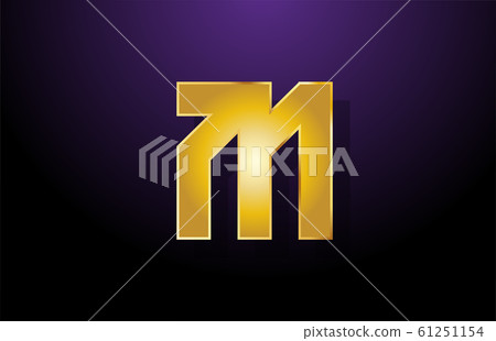 gold golden yellow letter M alphabet logo icon - Stock Illustration ...