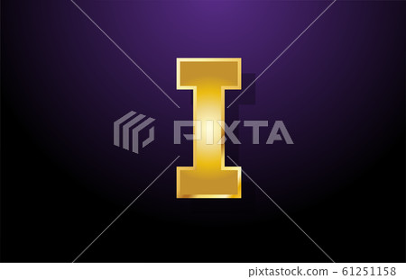gold golden yellow letter I alphabet logo icon - Stock Illustration ...