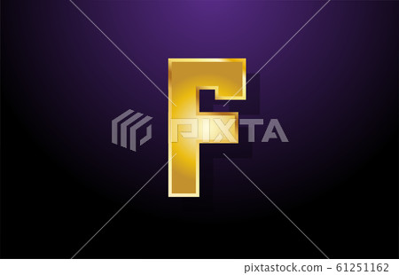gold golden yellow letter F alphabet logo icon - Stock Illustration ...