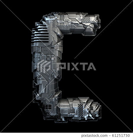 Capital letter C made of metal isolated on… - Stock Illustration