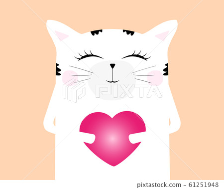 Cartoon cat drawing. Cute funny beast on a card Cartoon cat drawing. Cute funny beast on a card 61251948