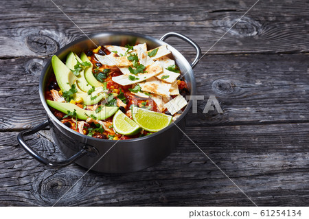 close-up of hot tasty Chicken Taco Soup close-up of hot tasty Chicken Taco Soup 61254134