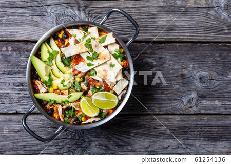 Chicken Taco Soup in a metal pot Chicken Taco Soup in a metal pot 61254136