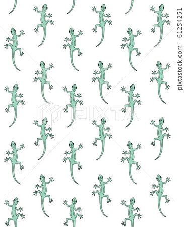 Vector seamless pattern of green gecko lizard 61254251