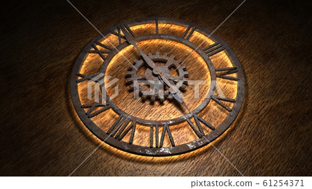 Time laps of an old watch. The hands of the clock spin quickly. Indicate the time is 6:00. Clock Time 6:00. 6 am, 6 pm. 3D illustration. Time laps of an old watch. The hands of the clock spin quickly. Indicate the time is 6:00. Clock Time 6:00. 6 am, 6 pm. 3D illustration. 61254371