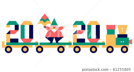 New year 2020 Christmas tree Santa Claus  origami 61255805