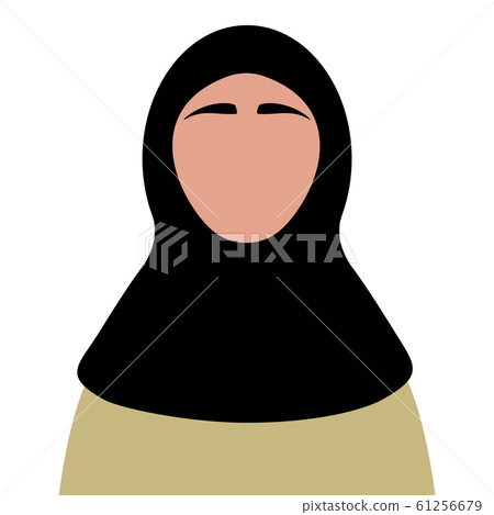Friendship of the peoples of the world. Muslim woman flat flat design isolated on white Friendship of the peoples of the world. Muslim woman flat flat design isolated on white 61256679