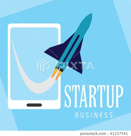 Startup poster with a rocket 61257541