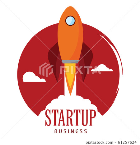 Startup poster with a rocket 61257624